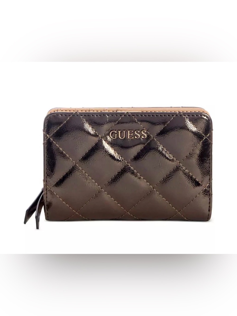 Guess Tinsley Quilted French Wallet. Bronze.